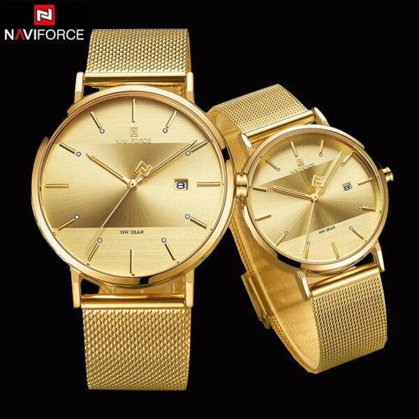 NF3008 Couple Watch Luxury Quartz Mens Watch Women Simple Wristwatch Clock for Male Female Waterproof Lovers Gift Watch 2019