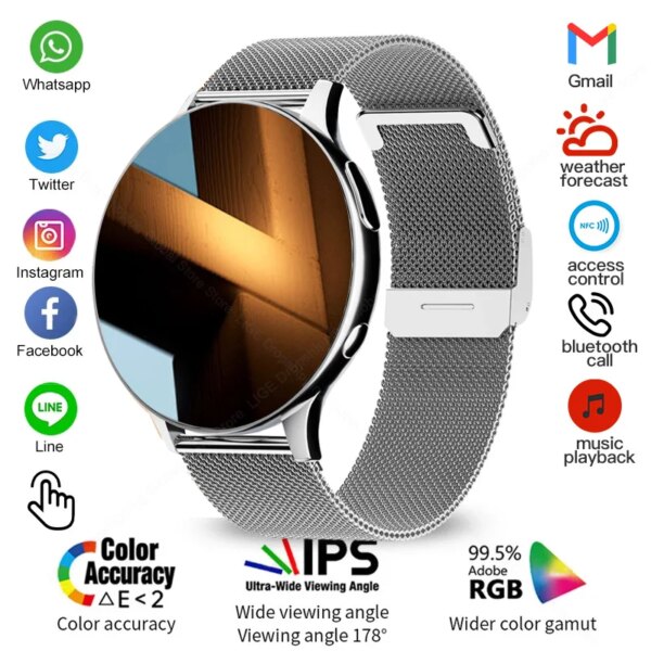 NFC Smart Watch For Women Bluetooth Call Smartwatch Music Playback Support Recording Waterproof Watches Sport Fitness Bracelet