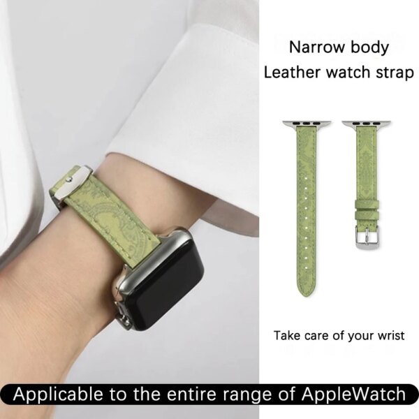 Narrow body Leather  Strap for Apple Watch Band 44mm 40mm 41mm 45mm 38mm 42mm 49mm  iWatch 9 8 7 SE 6 5 4 3 2 1 Woman Bracelet