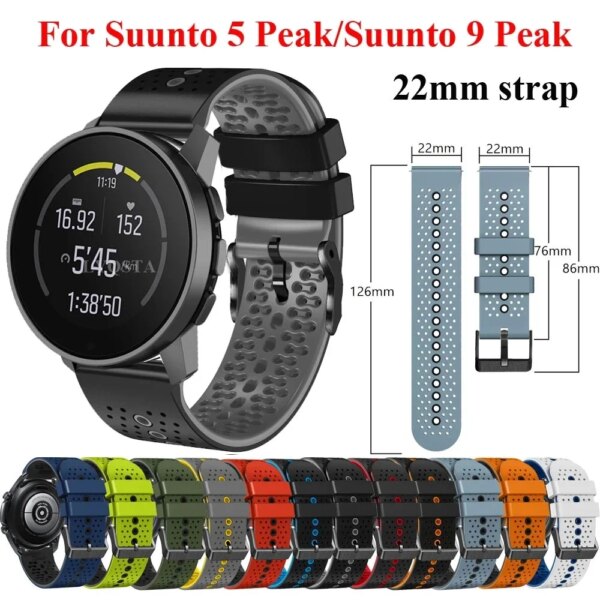 New 22mm Original Transparent Silicone Watch Band Straps For SUUNTO 5 PEAK Samrtwatch Sprot Wristband For SUUNTO 9 PEAK Bracelet