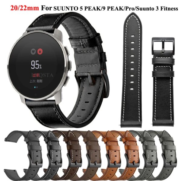 New 22mm Watch Band For SUUNTO 9 PEAK Pro Smartwatch Leather Strap For SUUNTO 5 PEAK Watchband Bracelet Replacement Accessories