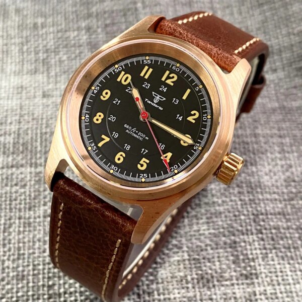 New Dive Watches 36mm Real Bronze Pilot Automatic Wristwatch Japan NH35 PT5000 Movt 200M Waterproof Lume Clock Luxury Tandorio