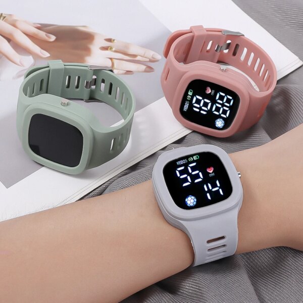 New LED Digital Watch Electronic Watch Button Square  Silicone Touch Screen LED Electronic Watches Sports Fashion Wrist Watch