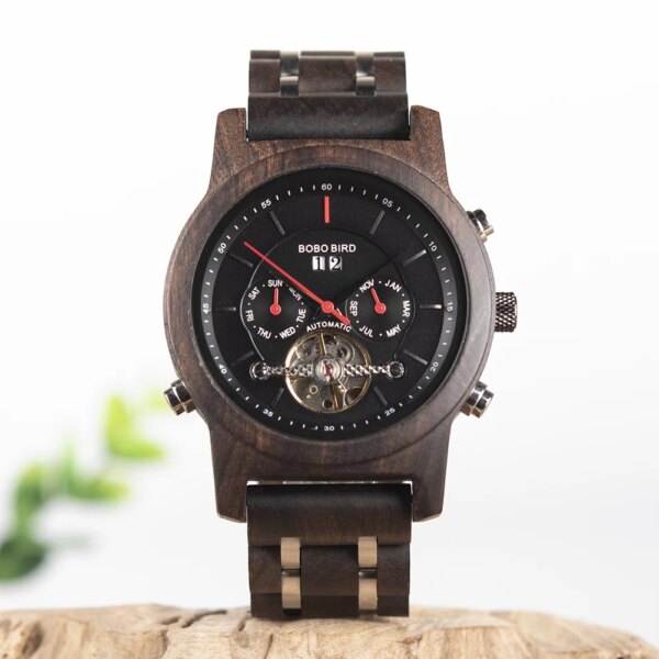 New Men's Automatic Watch BOBO BIRD Top Fashion Wooden Mechanical Wristwatch Chirstmas Gift Box Waterproof Design reloj hombre