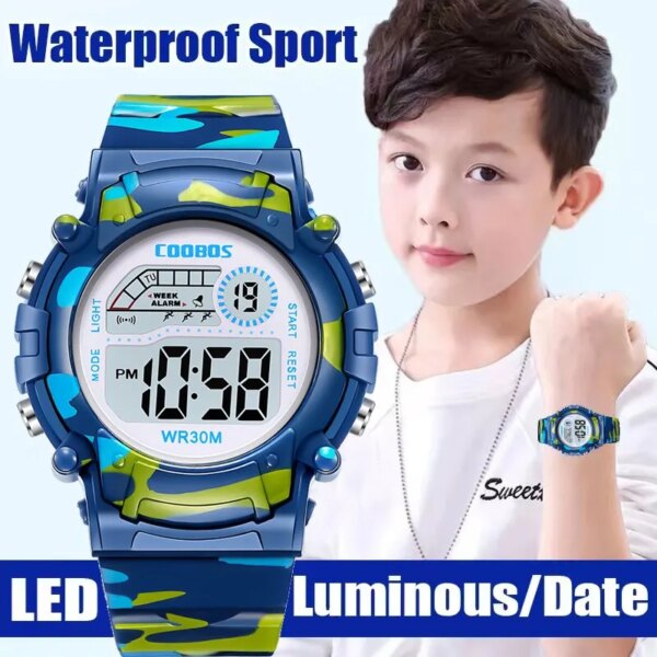 New Military Watch For Child Boy Girl Sport Digital Kids Watches Alarm Date Luminous Waterproof Watches Student Electronic Clock