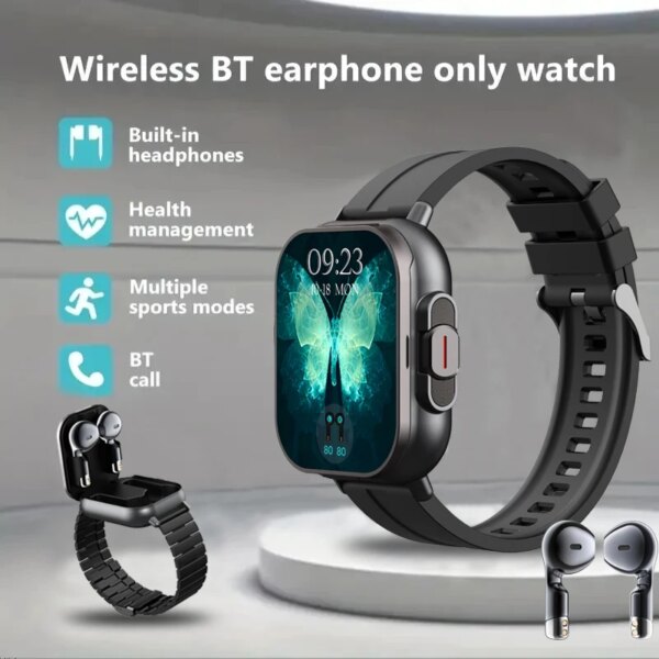 New Smartwatch Earbuds 2 in 1 Wireless Bluetooth TWS Earphones Headset Call Waterproof Blood Pressure Sports Men Women Gift 2024