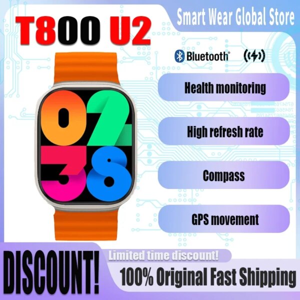 New TOP  T800 Ultra 2 SmartWatch Sports Monitor Men Woman Sports Smart watch for IOS Android Hiwatch pro APP 45mm