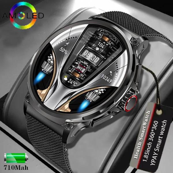 New men's smartwatch AMOLED Bluetooth Talk 1.85-inch full screen touch 710mah large capacity battery waterproof men's smartwatch