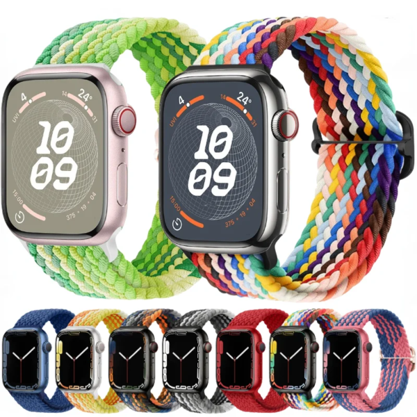 Nylon Braided Loop Strap For Apple Watch Band Ultra 49mm 9 8 7 45mm 41mm Woven Bracelet Belt iWatch 6 5 4 SE 44mm 40mm 42mm 38mm