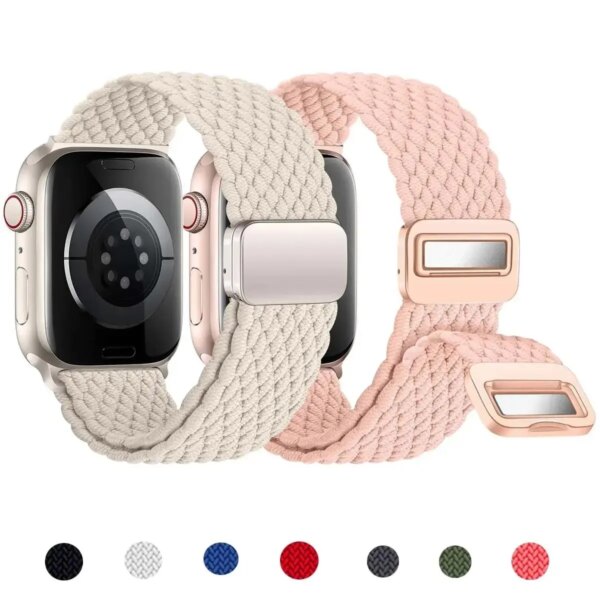 Nylon Braided Strap For Apple Watch Band Ultra 2 49mm 44mm 45mm 42mm 40mm 41mm 38mm Bracelet Band IWatch Series 9 8 7 6 5 4 3 SE