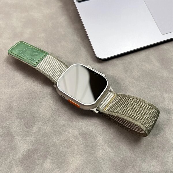 Nylon Leather Strap For Apple Watch Ultra 2 49mm Series 9 41mm 45mm Loop Band For iWatch 8 7 6 5 4 3 se 40mm 44mm 42mm Bracelet