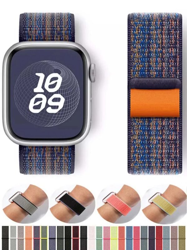 Nylon Strap For Apple Watch Band 44mm 40mm 49mm 45mm 41mm 38mm 42mm 44 mm Bracelet Correa iwatch Series 9 8 se 7 6 5 4 3 ultra 2