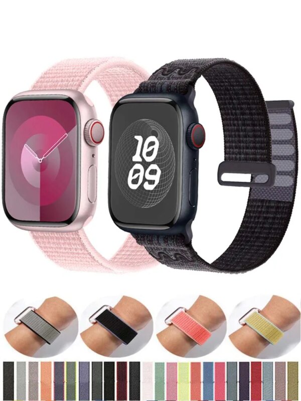 Nylon Strap For Apple Watch Series 9 8 se 7 6 5 4 3 ultra 2 Band Bracelet Correa iwatch 44mm 40mm 49mm 45mm 41mm 38mm 42mm 44 mm