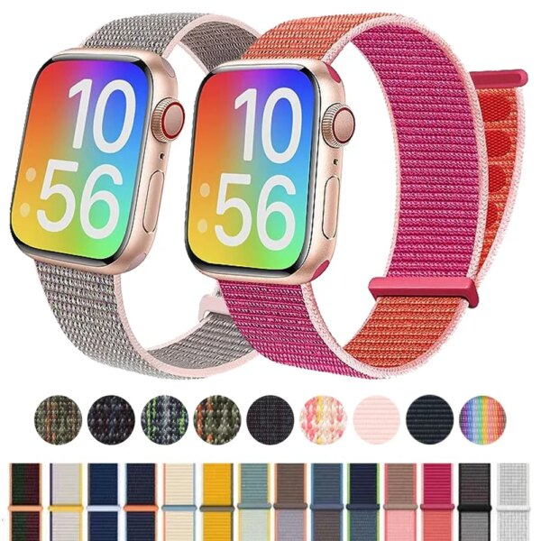 Nylon loop Strap For Apple Watch Band 44mm 42/40mm 45mm  38/41mm Sport pride Bracelet iwatch Ultra2 49mm Series 9 8 se 7 6 5 4 3