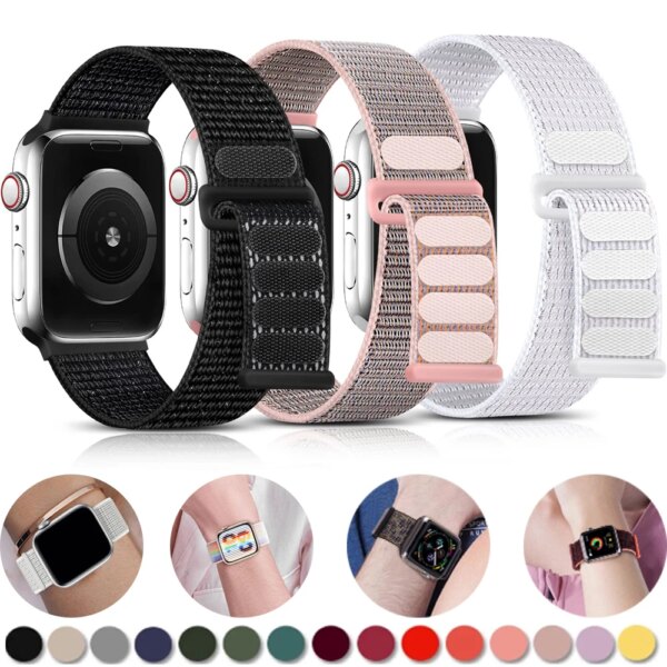 Nylon loop Strap For Apple Watch Band Ultra-2 49mm 44mm 40mm 45mm 41mm Sport pride Bracelet iwatch bands Series 9 8 se 7 6 5 4 3