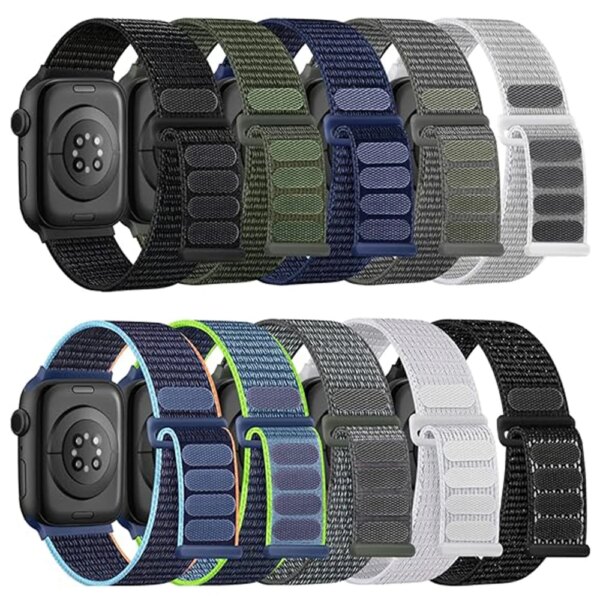 Nylon loop Strap For Apple Watch Bands 49mm Ultra-2 44mm 40mm 45mm 41mm 38-42mm Bracelet for iwatch band Series 9 8 se 7 6 5 4 3