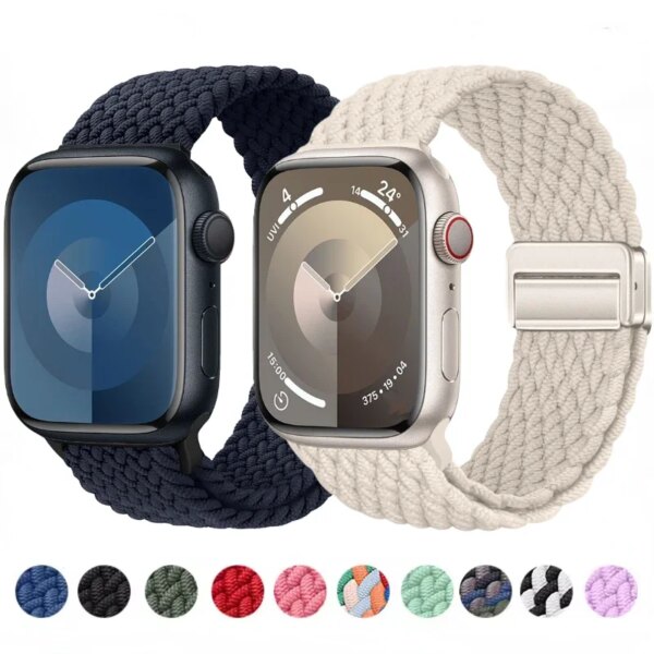 Nylon loop strap For Apple watch 9 8 7 45mm 41mm Ultra/2 49mmNew magnetic buckle adjustment band For Series 6 5 4 3 SE 44mm 40mm