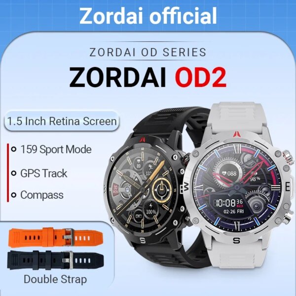 OD2 Smart Watch For Men 1.5HD Touch Screen Bluetooth Call 3ATM Fitness Tracker Heart Monitor 380mAh Smartwatch For Android IOS