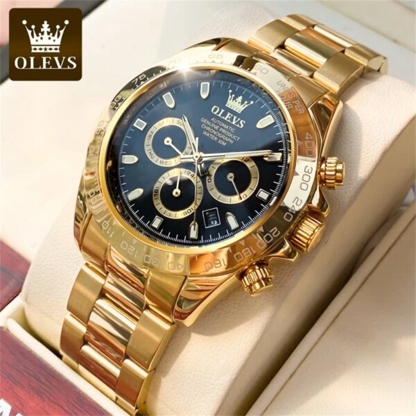 OLEVS 6638 Waterproof Mechanical Watch For Men Stainless Steel Luxury Calendar Automatic Wrist Watches Luminous Business Watch