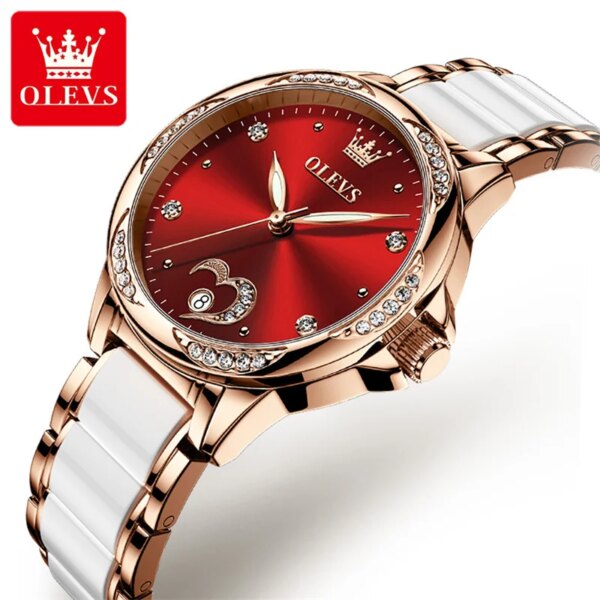 OLEVS Automatic Mechanical Women Watches Ladies Creative Ceramics Steel Women's Bracelet Watch Female Clock Reloj Mujer New