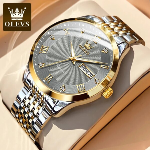 OLEVS Top Brand Luxury Watch for Men Automatic Movement Mechanical Male Wristwatch Waterproof Stainless Steel Men's Watches