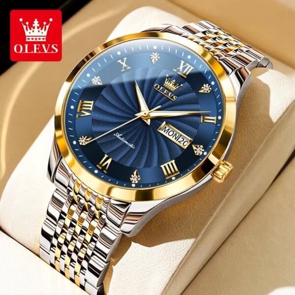 OLEVS Top Brand Watch Men Luxury Automatic Mechanical Business Male Watch Luminous Stainless Steel Waterproof montre homme 6630