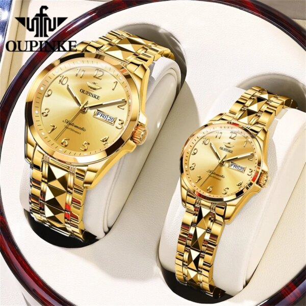 OUPINKE Original Couple Watch Set Luxury Pair Automatic Mechanical Wristwatch Swiss Top Brand Sapphire Mirror Tourbillon Watch