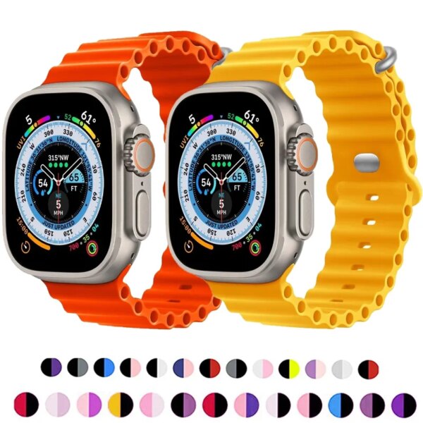 Ocean strap For Apple watch band 49mm 45mm 44mm 40mm 41mm  42mm 45mm  silicone sport bracelet iWatch Ultra 2 series 9 8 7 3 se