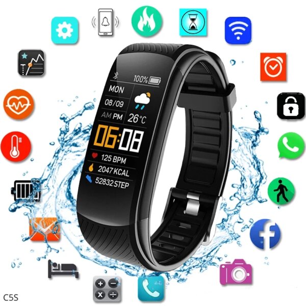 Original Fitness Smart Watch Heart Rate Monitor Weather Clock Band Sport Waterproof Smartwatch for Men Women iPhone Android 2023