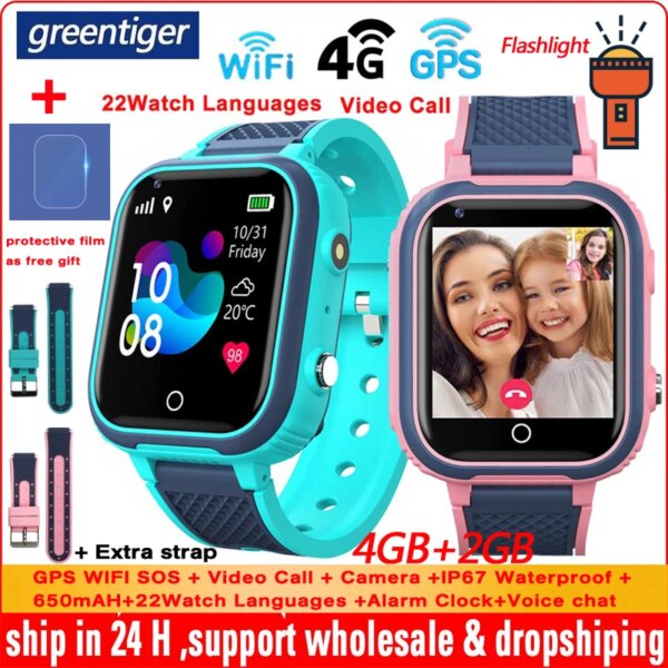 Original LT21 4G Phone Kids Smart Watch GPS Tracker WIFI SOS Video Call Monitor IP67 Waterproof Camera Child Smartwatch Baby