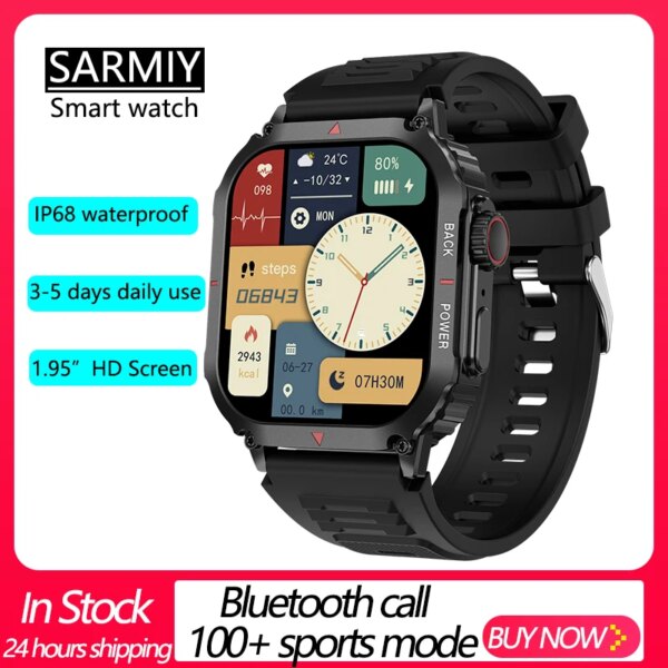 Outdoor Military Smart Watch Men IP68 Waterproof 1.95\