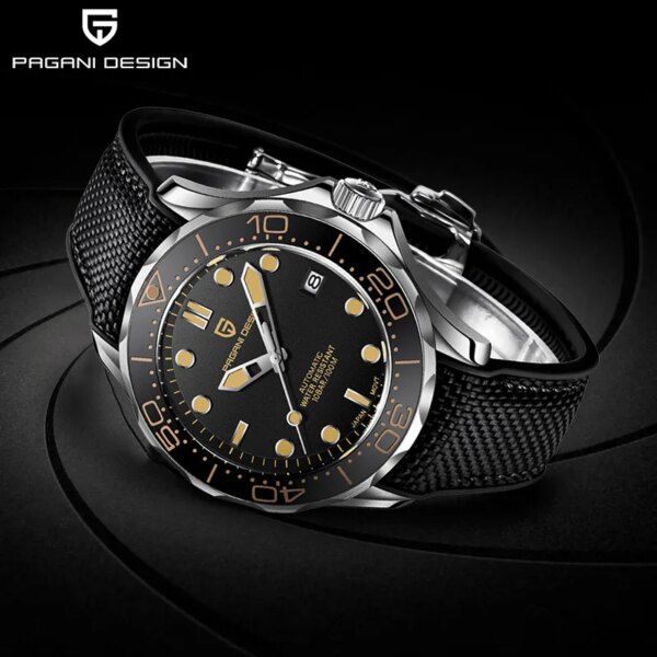 PAGANI DESIGN New Fashion Brand Silicone Men's Automatic Watches Top 007 Commander Men Mechanical Wristwatch Japan NH35A Watches