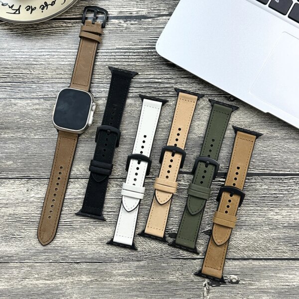 PU Leather Strap for Apple Watch Band 49mm 44mm 45mm 42mm 38mm 41mm Silicone Bracelet Correa iWatch ultra 2 Series 9 8 7 SE 6 5