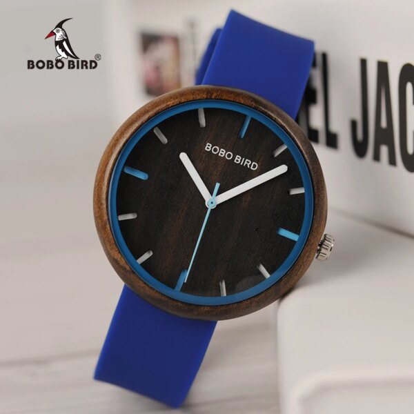 Reloj Mujer BOBO BIRD Wood Ladies Watch Fashion Colorful Silicone Strap Quartz Women's Watches In Gift Box Dropship Wholesale