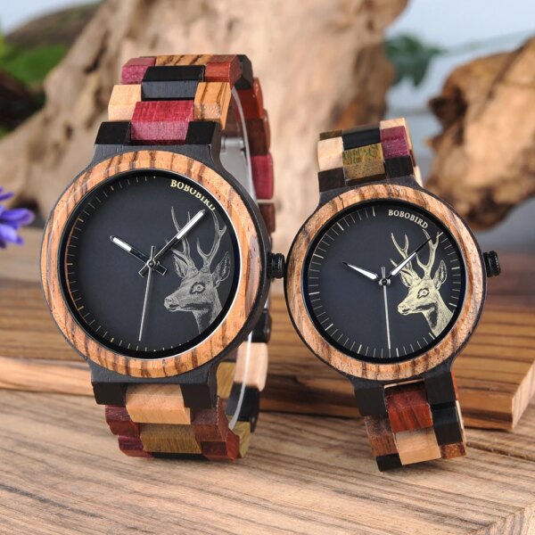 Reloj Mujer BOBO BIRD Wooden Couple Watch Men Women Valentine Birthday Anniversary Custom Wristwatch Special gift dropshipping