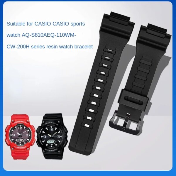 Resin strap case men's watch accessories for Casio AQ-S810 AEQ-110 MCW-200H sports waterproof couple Blue red white watch band