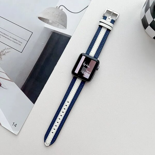 Retro Canvas Lattice Strap For Apple Watch Ultra 49mm Leather Band For IWatch SE 9 8 7 6 5 4 SE Wristband 41mm 45mm 40mm Correa