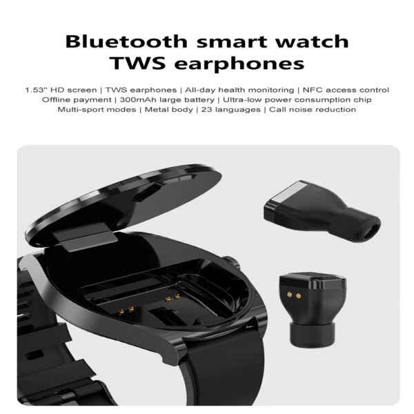 S9 Headphone Watch 2-in-1 Bluetooth Call Heart Rate Blood Pressure Blood Oxygen Nfc Activity Tracker Smart Watch For Men Women