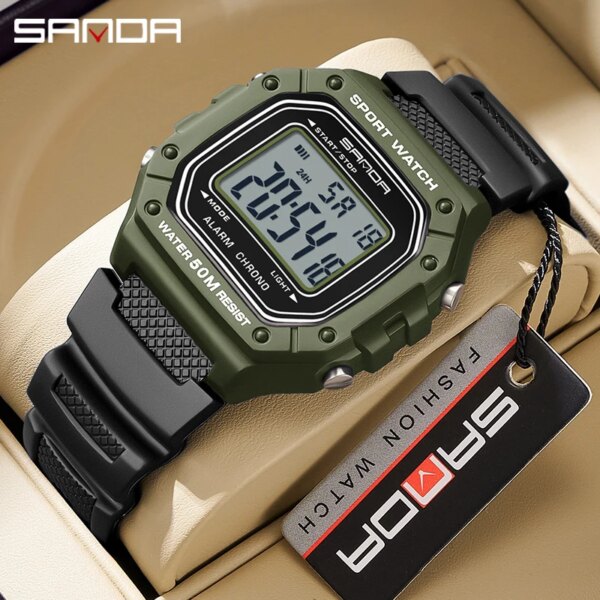 SANDA 2156 Fashion Men Casual LED Digital Sport Running Watch Man's Gift Clock  Wristwatch Female Electronic Wrist Watches