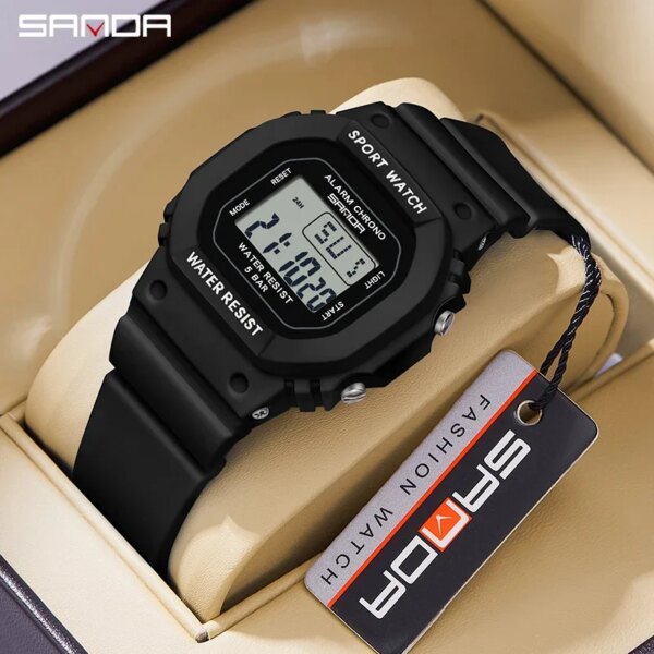 SANDA Sports Watch Men And Women Couple Waterproof Military Watch Vibration Fashion Analog Quartz Electronic Watch 393