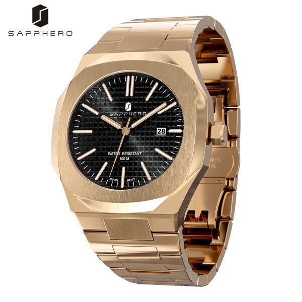 SAPPHERO 2024 Luxury Mens Watch 100M Waterproof Stainless Steel Quartz Date Clock Casual Business Wristwatch Style Watch for Men