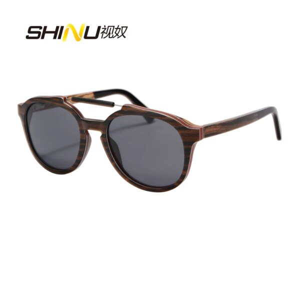 SHINU Brand Natural Wooden Sunglasses Men Polarized Fashion Sun Glasses big face sunglasses for men ebony wood  Zebra wooden