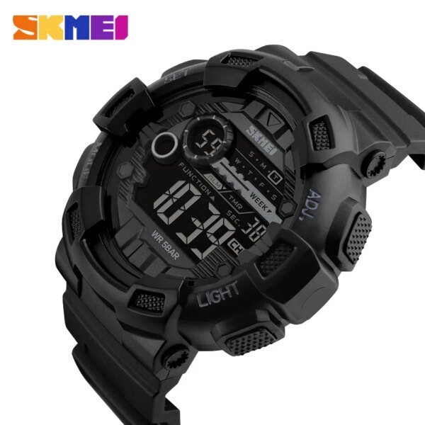 SKMEI 1243 Chrono Digital Watch reloj hombre Outdoor Sport Watch Men Multifunction 5Bar Waterproof PU Strap LED Display Watches