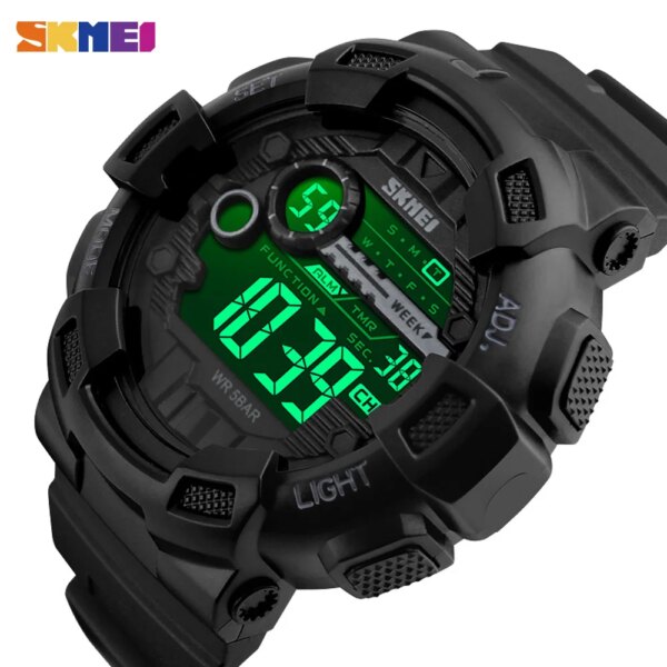 SKMEI 1243 Sport Electronic Watch Men 5Bar Waterproof PU Strap LED Display Watches Digital Men's Wristwatch Clock reloj hombre