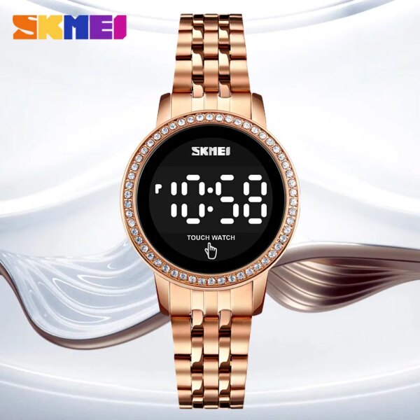 SKMEI 1669 Simple Date Time Watches For Female reloj mujer Digital LED Touch Women Watch Diamond Waterproof Ladies Wristwatches