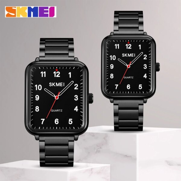 SKMEI 2023 New Top Brand Couple Watches Simple Waterproof Wristwatch For Women And Man Luxury Stainless Steel Quartz Lover Watch