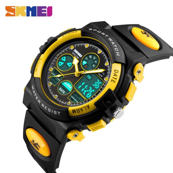 SKMEI Back Light Dual Time Display Sports Kids Watches Children Military 5Bar Waterproof Chrono Alarm Wristwatch For Boys Girls