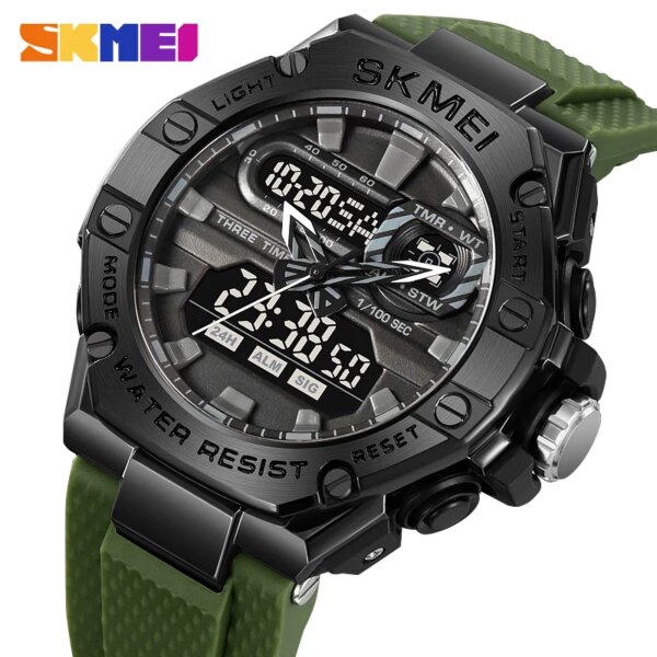 SKMEI Fashion 2 Time Countdown Sport Watches For Men Cool 50m Waterproof Back Light Digital Wristwatch Alarms Stopwatch Clock