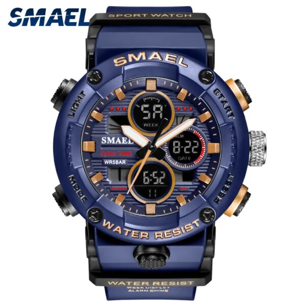 SMAEL Fashion Sport Watches Men Oversized Waterproof 5Bar LED Alarm Clock Man Digital Watch 2021 Modern Military Wristwatch 8038