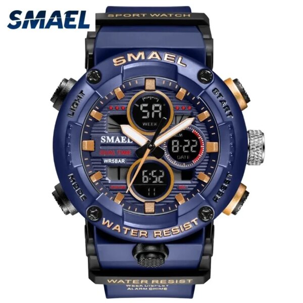 SMAEL Watch Men Waterproof LED Digital Watches Stopwatch Big Dial Clock For Male 8038 Sport Men Watches Quartz